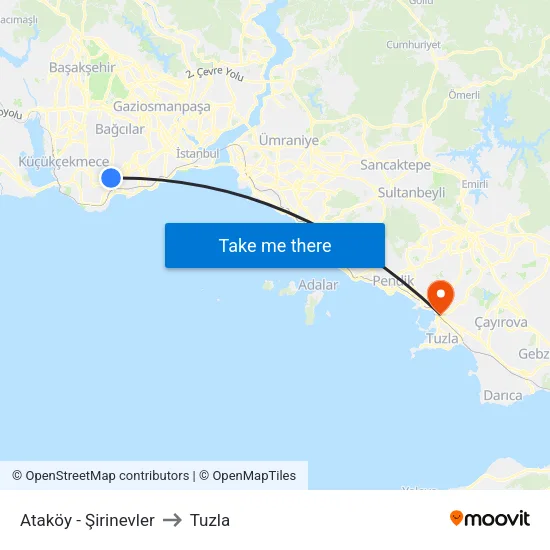 Ataköy - Şirinevler to Tuzla map