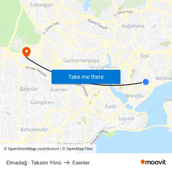 Elmadağ - Taksim Yönü to Esenler map