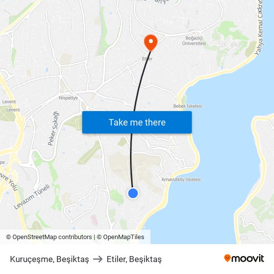 Kuruçeşme, Beşiktaş to Etiler, Beşiktaş map