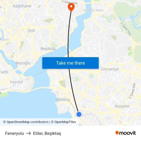 Feneryolu to Etiler, Beşiktaş map