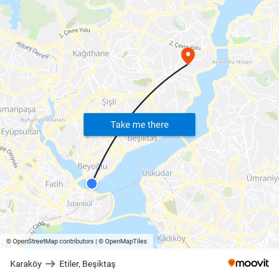 Karaköy to Etiler, Beşiktaş map