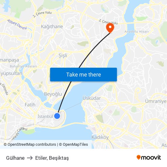 Gülhane to Etiler, Beşiktaş map