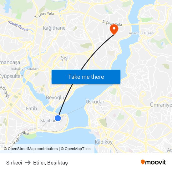 Sirkeci to Etiler, Beşiktaş map