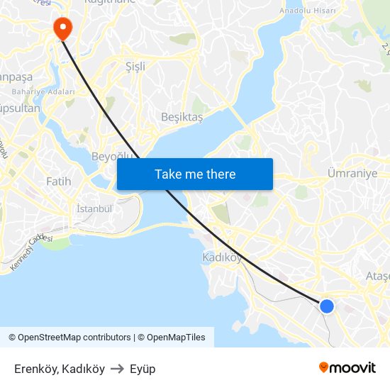 Erenköy, Kadıköy to Eyüp map