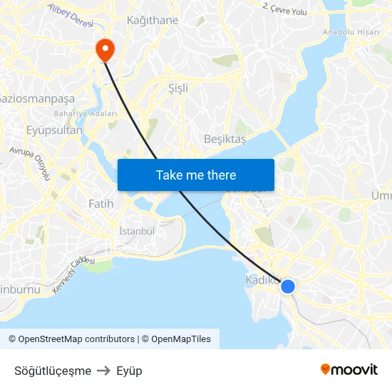 Söğütlüçeşme to Eyüp map