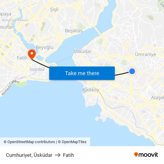 Cumhuriyet, Üsküdar to Fatih map