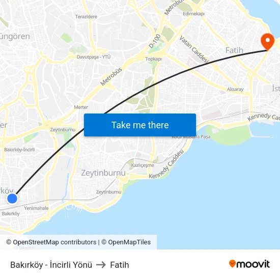 Bakırköy - İncirli Yönü to Fatih map