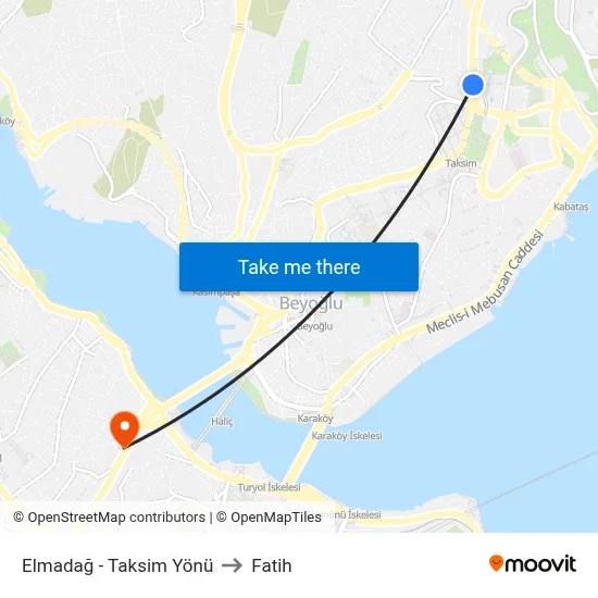 Elmadağ - Taksim Yönü to Fatih map