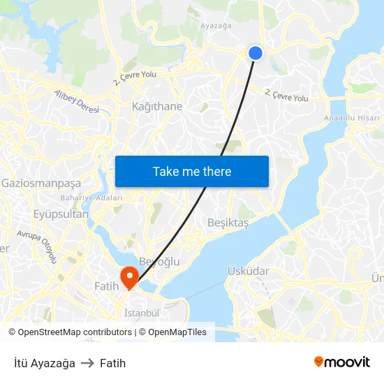 İtü Ayazağa to Fatih map