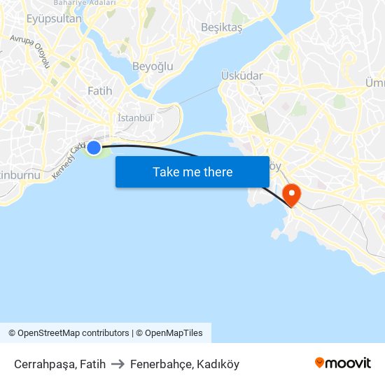 Cerrahpaşa, Fatih to Fenerbahçe, Kadıköy map