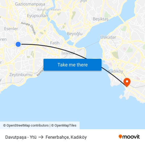 Davutpaşa - Ytü to Fenerbahçe, Kadıköy map