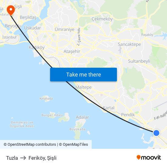 Tuzla to Feriköy, Şişli map