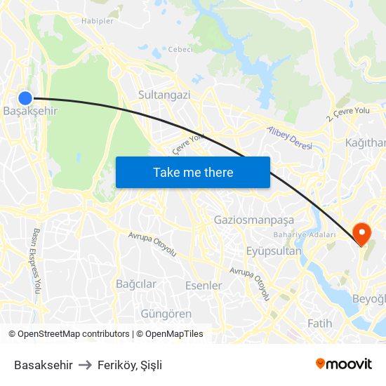Basaksehir to Feriköy, Şişli map