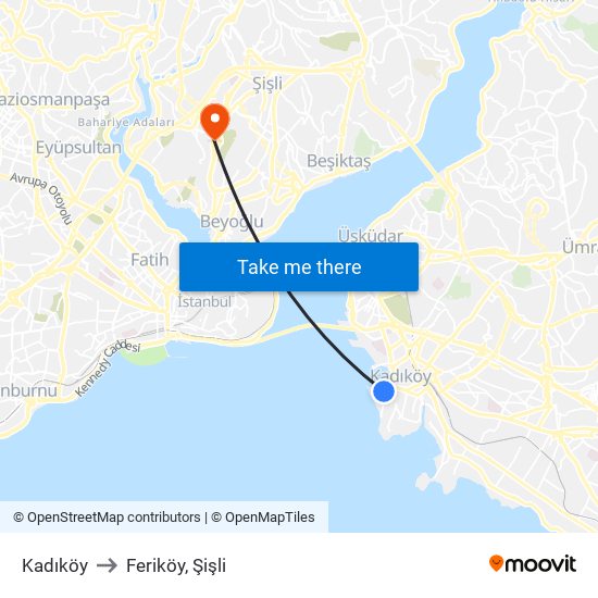 Kadıköy to Feriköy, Şişli map