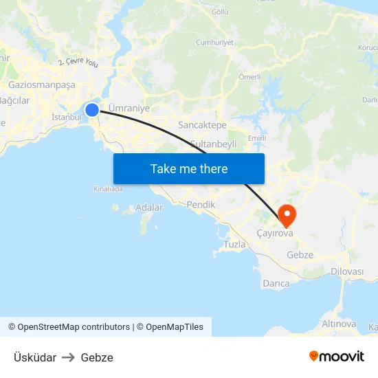 Üsküdar to Gebze map