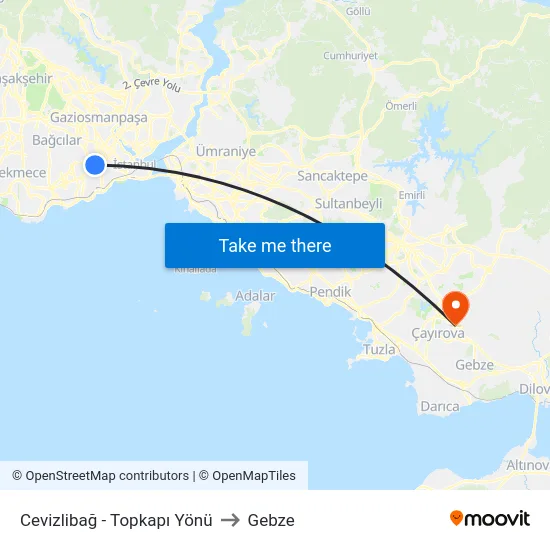 Cevizlibağ - Topkapı Yönü to Gebze map