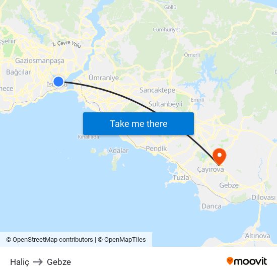 Haliç to Gebze map