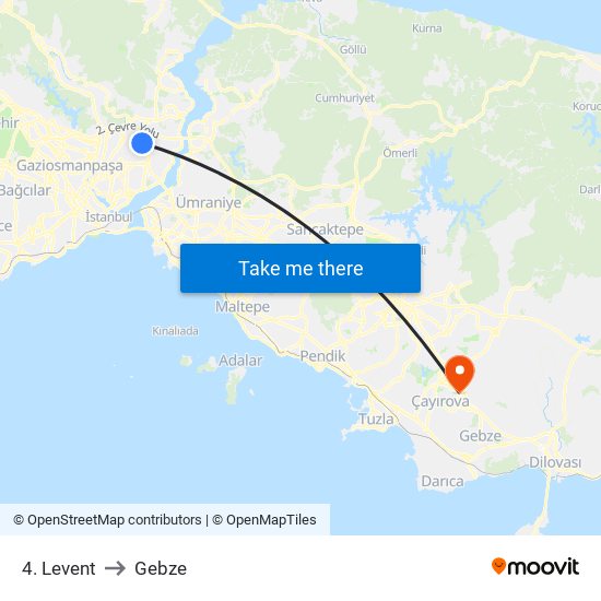 4. Levent to Gebze map