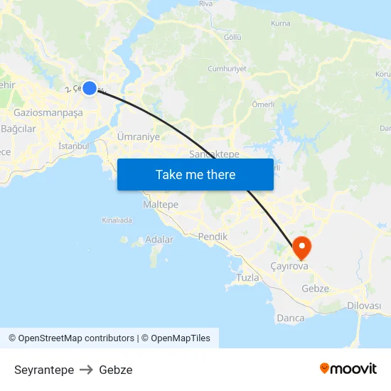 Seyrantepe to Gebze map