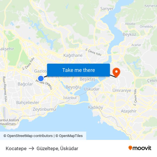 Kocatepe to Güzeltepe, Üsküdar map