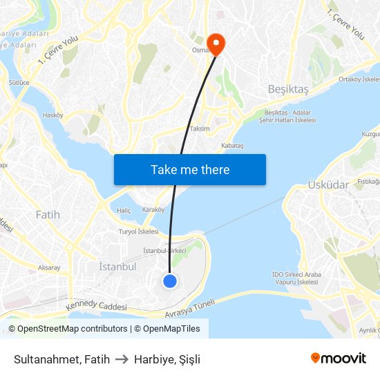 Sultanahmet, Fatih to Harbiye, Şişli map