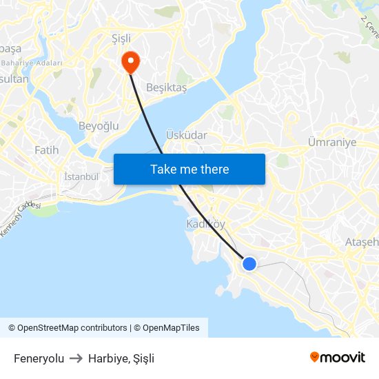 Feneryolu to Harbiye, Şişli map