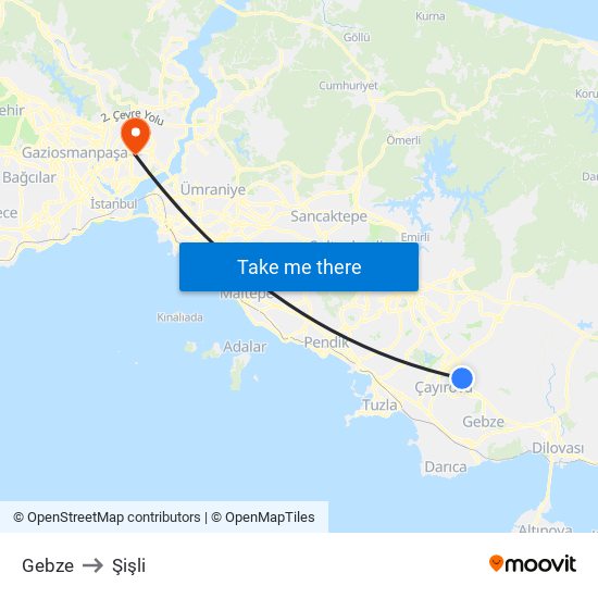 Gebze to Şişli map