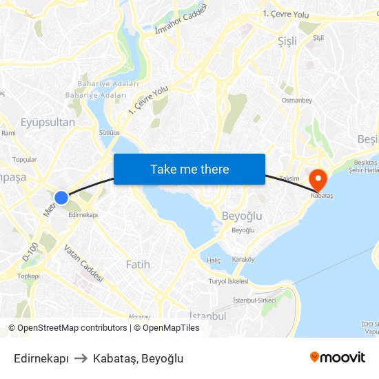 Edirnekapı to Kabataş, Beyoğlu map