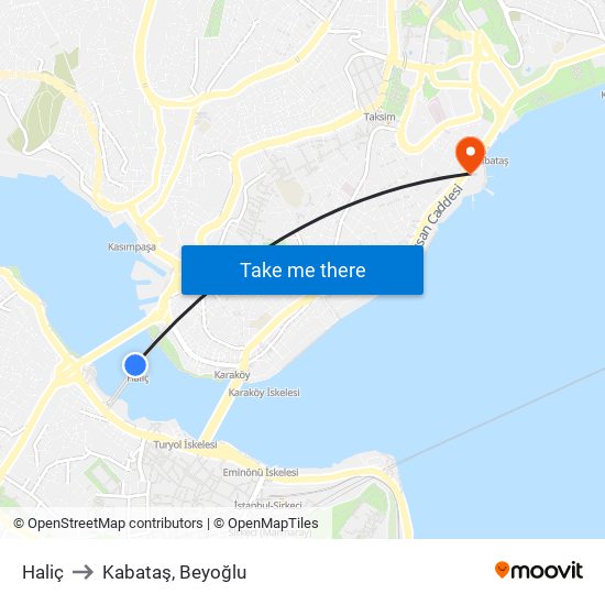 Haliç to Kabataş, Beyoğlu map