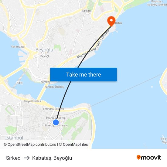 Sirkeci to Kabataş, Beyoğlu map