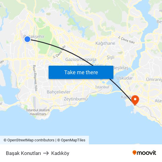 Başak Konutları to Kadıköy map