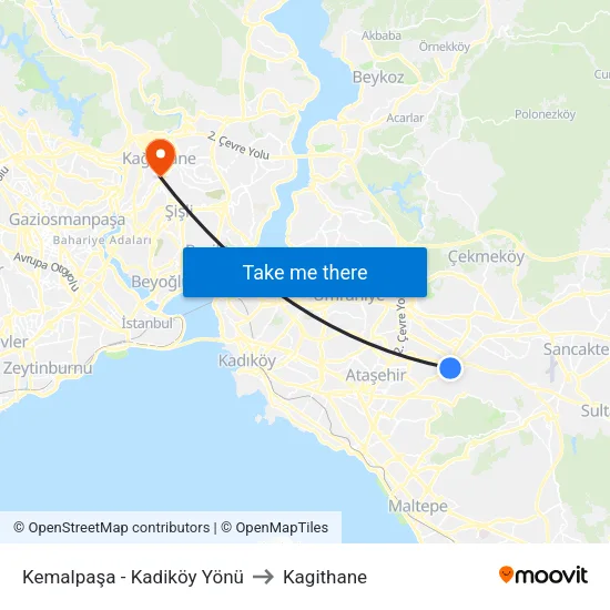 Kemalpaşa - Kadiköy Yönü to Kagithane map