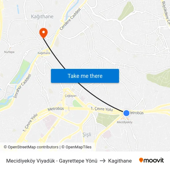Mecidiyeköy Viyadük - Gayrettepe Yönü to Kagithane map
