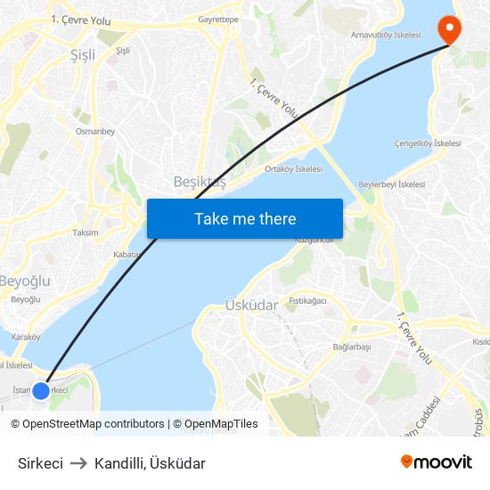 Sirkeci to Kandilli, Üsküdar map