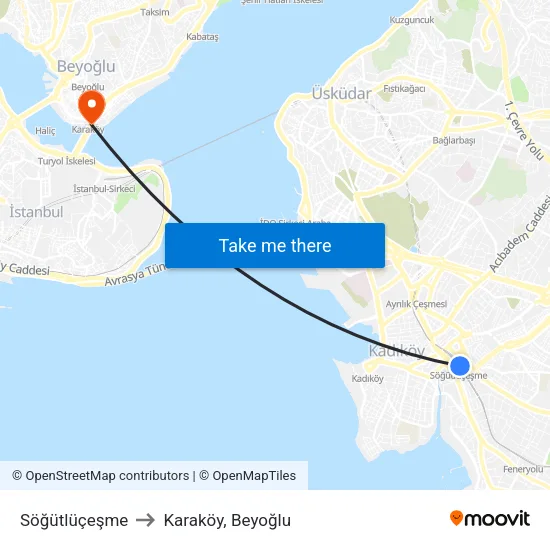 Söğütlüçeşme to Karaköy, Beyoğlu map