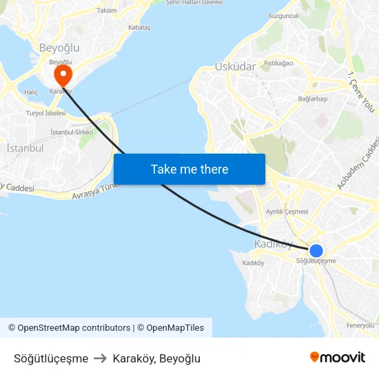 Söğütlüçeşme to Karaköy, Beyoğlu map