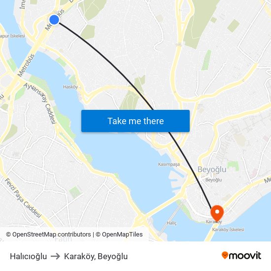 Halıcıoğlu to Karaköy, Beyoğlu map