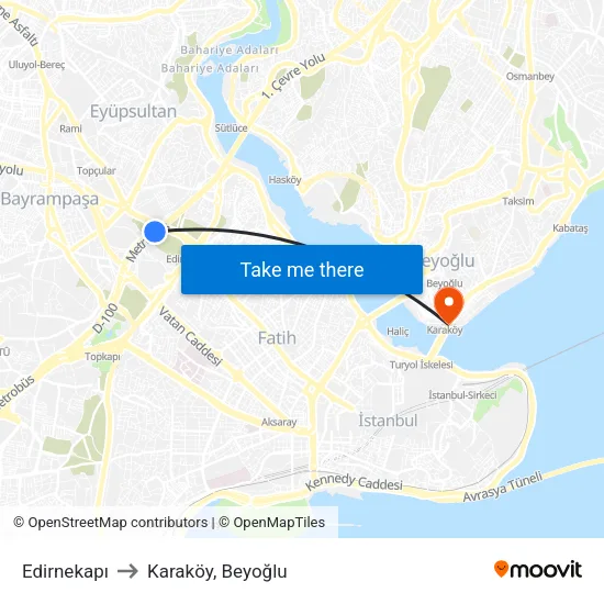 Edirnekapı to Karaköy, Beyoğlu map