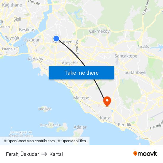 Ferah, Üsküdar to Kartal map