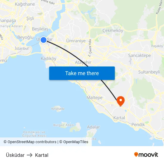 Üsküdar to Kartal map