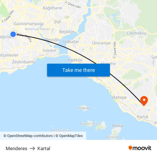 Menderes to Kartal map