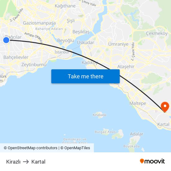 Kirazlı to Kartal map