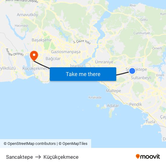 Sancaktepe to Küçükçekmece map