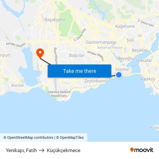 Yenikapı, Fatih to Küçükçekmece map