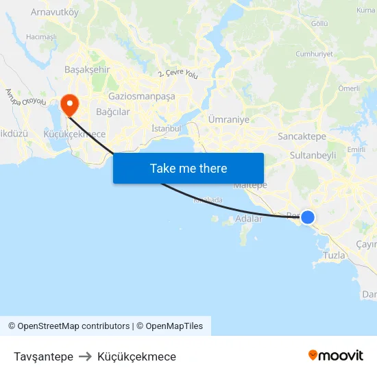 Tavşantepe to Küçükçekmece map