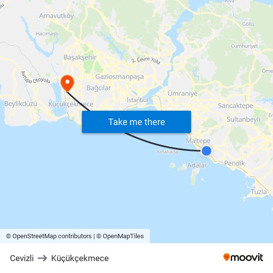 Cevizli to Küçükçekmece map
