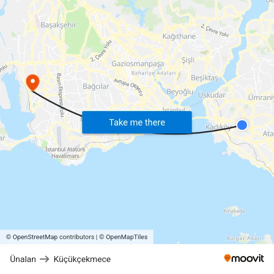 Ünalan to Küçükçekmece map