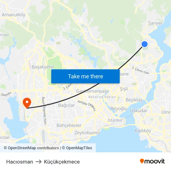 Hacıosman to Küçükçekmece map