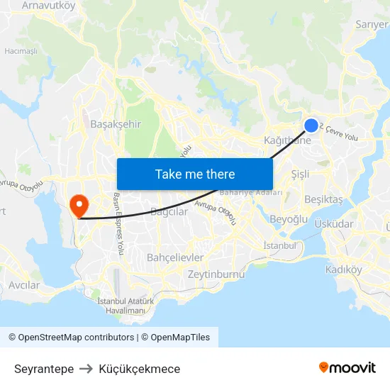 Seyrantepe to Küçükçekmece map