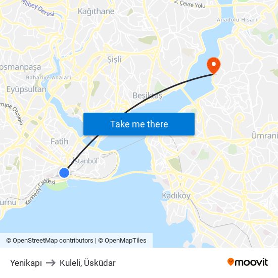 Yenikapı to Kuleli, Üsküdar map